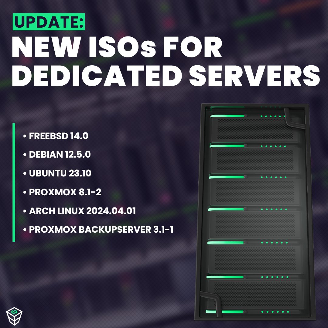 📣 We've just added new ISOs for our Dedicated Servers! Simply head over to your server's interface initial installation tab and try them out today! 🚀 Don't have a server yet? We've got you covered: 👉‍ zap-hosting.com/dedicated-serv…