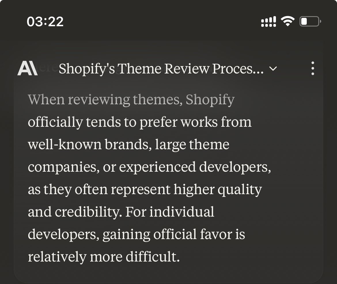 MrBowenW's tweet photo. https://t.co/CV5GYiFjYK told me that new designers submitting Shopify themes to the official theme store would face greater difficulties. Is that true? 😭 https://t.co/bTkbS8Tkhb