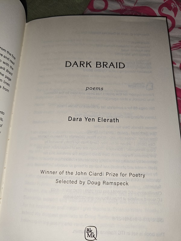 Just finished Dark Braid. Was going to post one more poem from it but am holding off.