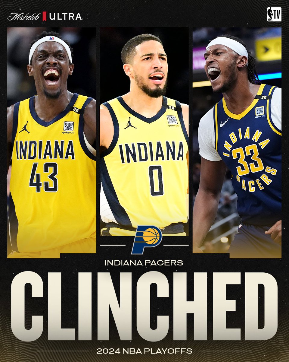 PLAYOFFS CLINCHED 🎟️ The @Pacers have punched their ticket to the 2024 NBA Playoffs!
