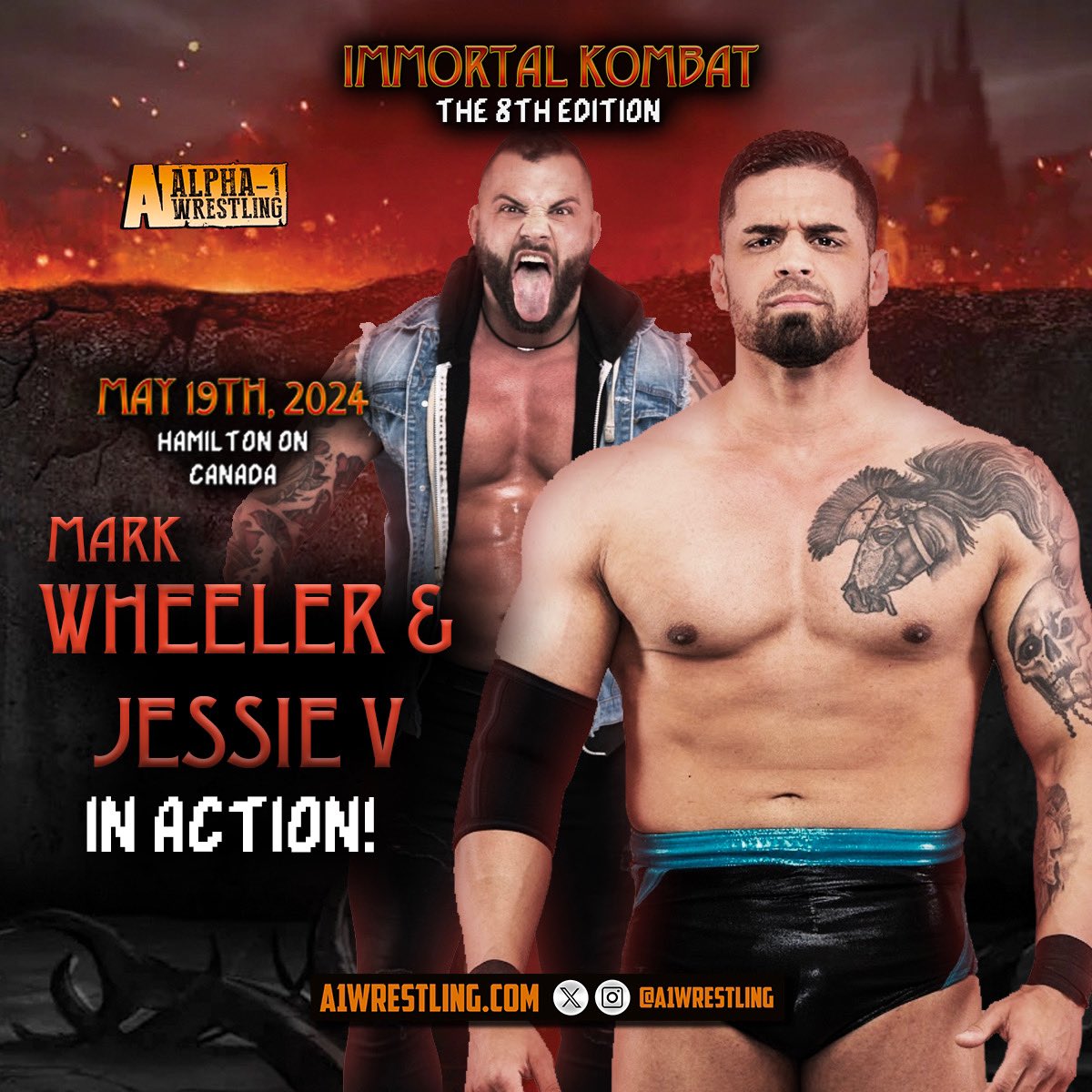 The deadly duo of @_MarkWheeler & @ClutchJessie return to A1 on May 19th! Mark Wheeler enters the first ever OMEGA LADDER MATCH! Jessie V gets another shot at the Outer Limits Title! Ticket info: A1Wrestling.com