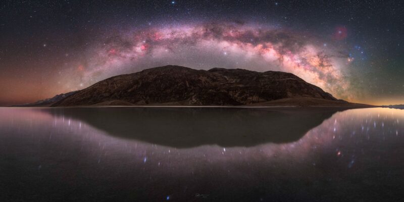 Abhijit Patil captured this Milky Way panorama reflected in the temporary lake at Death Valley National Park on April 7, 2024. Abhijit wrote: “I don’t know when I’ll visit the Uyuni salt flats in Bolivia, but I could finally fulfill my dream shot in the salt flats at Death Valley