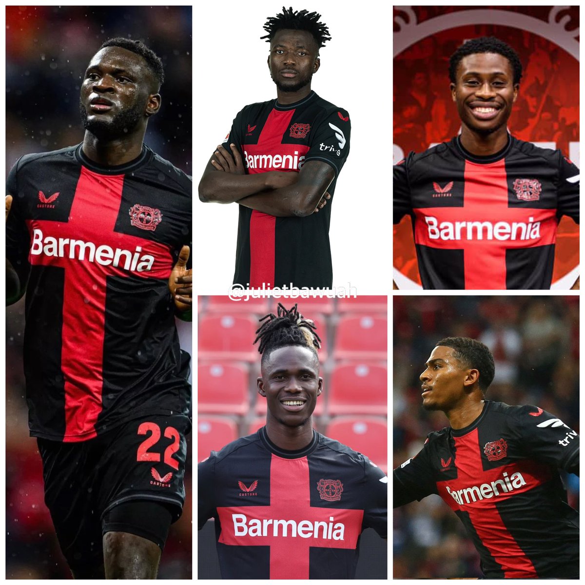 5 African players crowned Bundesliga Champions with Bayer Leverkusen! 🎖️🏆👏 HUGE CONGRATULATIONS TO Edmond Tapsoba (Burkina Faso🇧🇫) Victor Boniface (Nigeria🇳🇬) Odilon Kossounou (🇨🇮 Côte d'Ivoire -Afcon 🏆) Nathan Tella (Nigeria 🇳🇬) Amine Adli (Morocco🇲🇦)