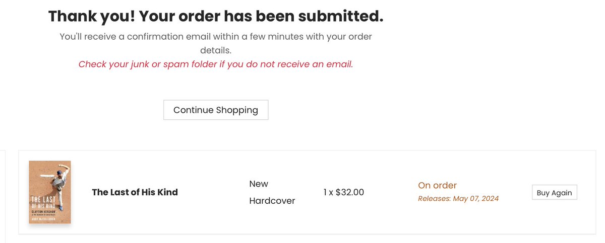 I just ordered my copy of @ByMcCullough's The Last of His Kind (from @SilUnicornActon!). Andy's daily work is must read, but when you give him the time and space of a book, plus the character study of a Clayton Kershaw — this is what you came for silverunicornbooks.com/item/koW0Owlej…