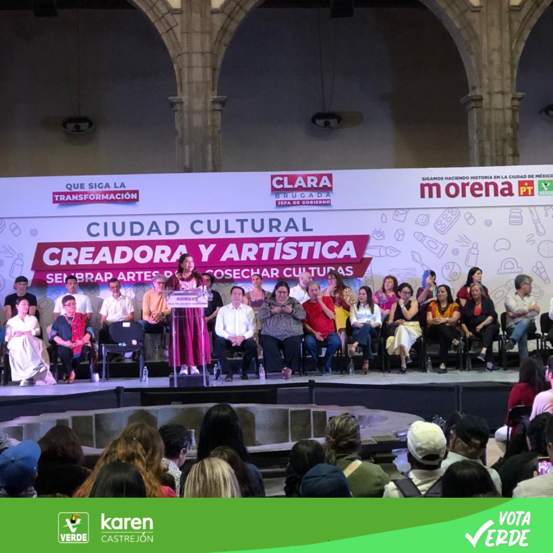 La #CDMX seguirá siendo la ciudad de #derechos y #libertades que queremos, con la futura jefa de gobierno @ClaraBrugadaM, haciendo equipo con la próxima #presidenta @Claudiashein, la #cultura será un derecho y no un privilegio. #ClaraJefaDeGobierno #ClaraEsCultura #VotaVerde