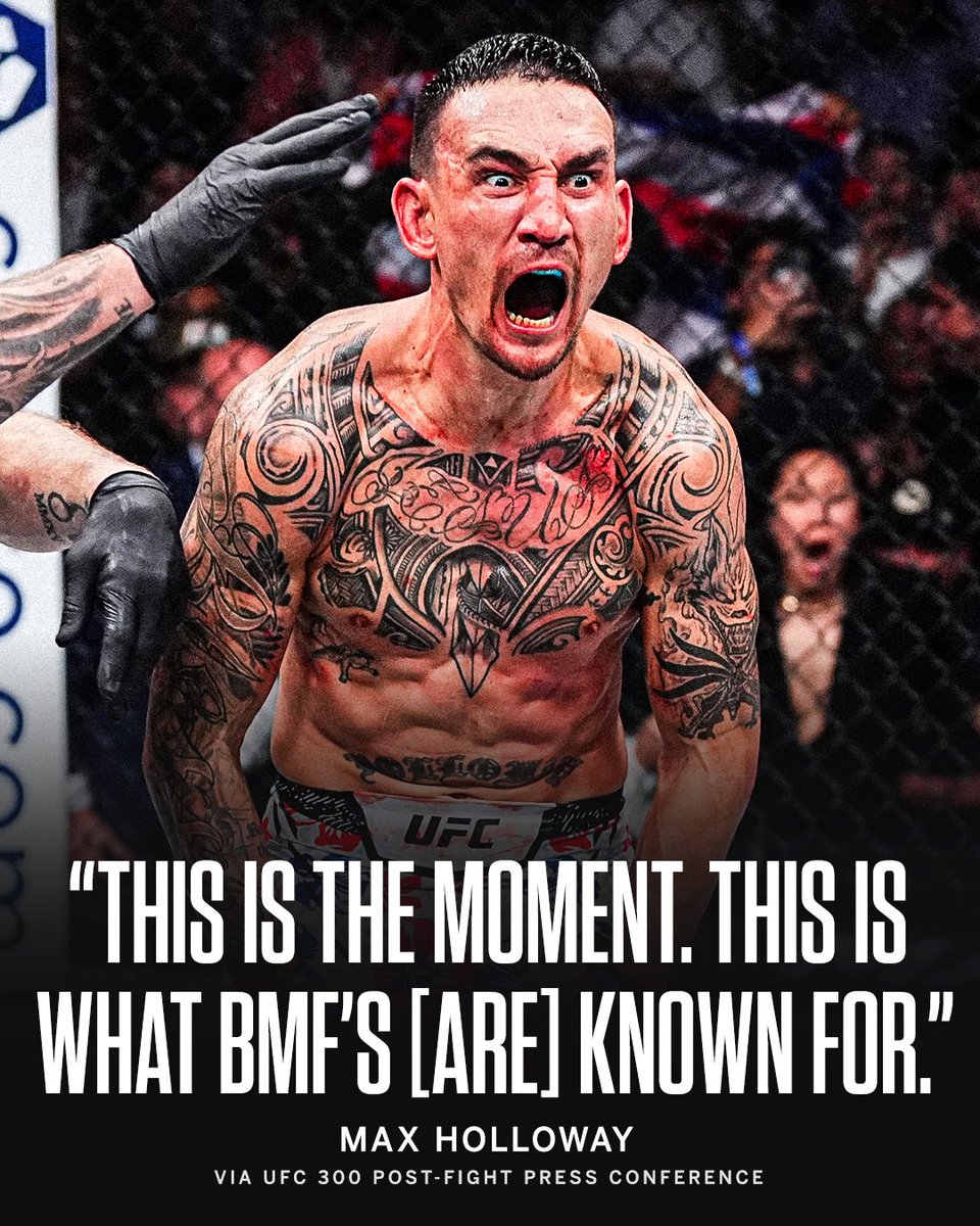espnmma's tweet photo. Max Holloway: A true "Blessed Man Forever" 😤 #UFC300 https://t.co/uZhHK9jv8U
