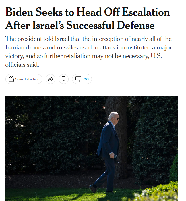 NYT: Biden tells Israel not to retaliate An American gets killed and the president of The US is fine with it.