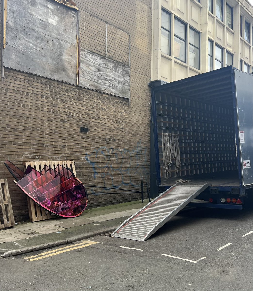 Spotted outside Stage Door tonight……. Can you guess what Touring UK Show is being loaded in?! CLUE: ‘TOO MANY BROKEN HEARTS IN THE WORLD!’