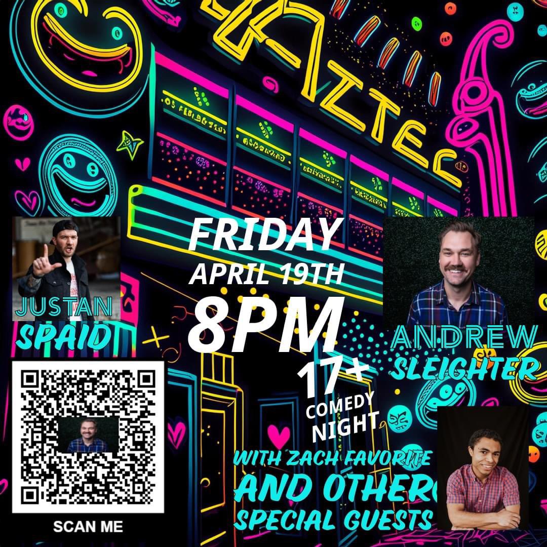 FRIDAY, April 19th, 8pm😆 A Night of COMEDY for age17+ 😆Headlining Andrew Sleighter fr Last Comic Standing & Conan 😆Featuring Justan Spaid, Zach Favorite & other special guests Must be 21+ to drink alcohol 🎟️⬇️ aztecshawneetheater.ticketspice.com/comedy-night-0… Full bar🍺& snacks🍿 #playlocal #shawneeks