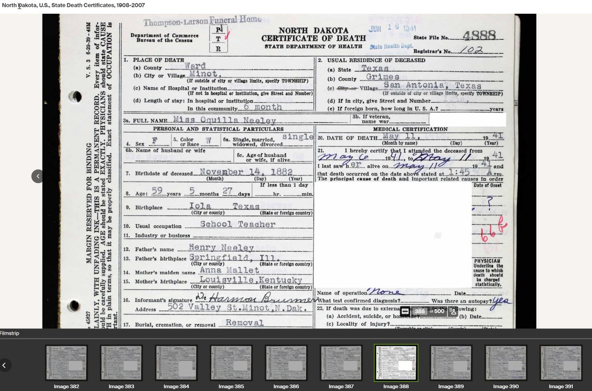 #Genealogy friends: Has anyone seen this before? Cause of death blocked out. #NorthDakota #Ancestry