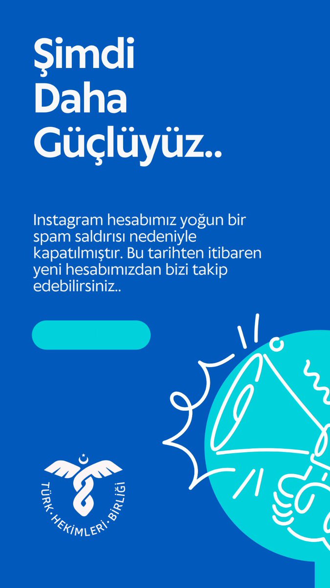 Eski Instagram hesabımız bayramın ilk günü yoğun spam şikayeti nedeniyle kapatıldı. Yeni hesabımızın linki aşağıda paylaşılmıştır. instagram.com/turkhekimleri_…