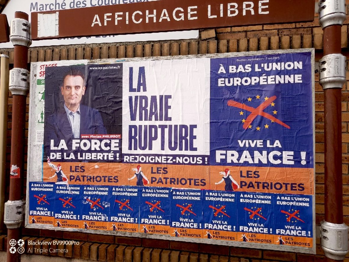 2 équipes d’affichages couvrent la Seine-St-Denis en ce dimanche à #NeuillySurMarne à #NeuillyPlaisance et à #Montfermeil avec les messages suivants : À bas l’Union européenne, les patriotes premier parti souverainiste de 🇫🇷 et la force de la liberté !
#Le9JuinJeVoteLesPatriotes