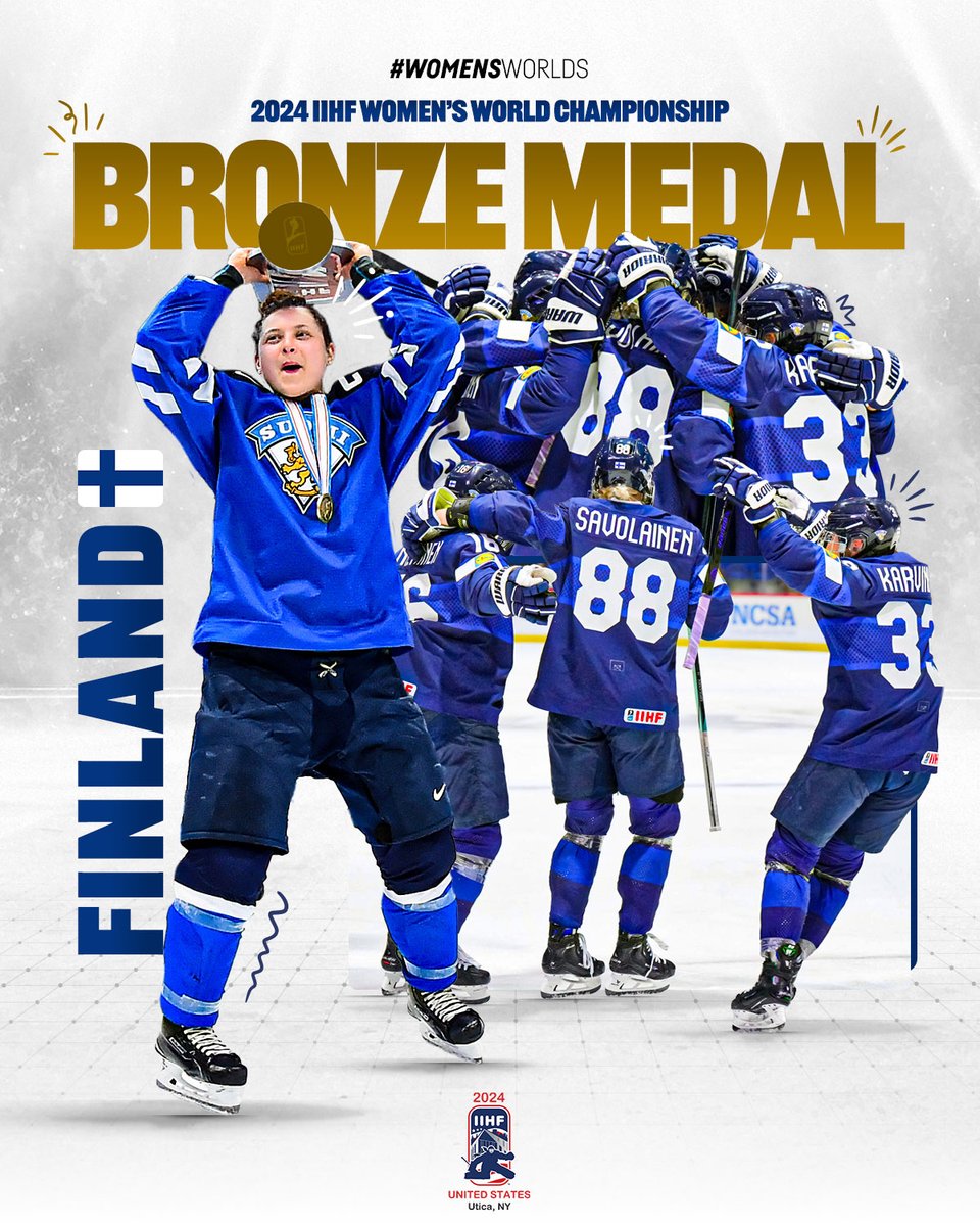 IIHFHockey's tweet photo. FINLAND TAKES THE BRONZE! 🥉
#WomensWorlds 
@leijonat https://t.co/Z4M8ur0cDF