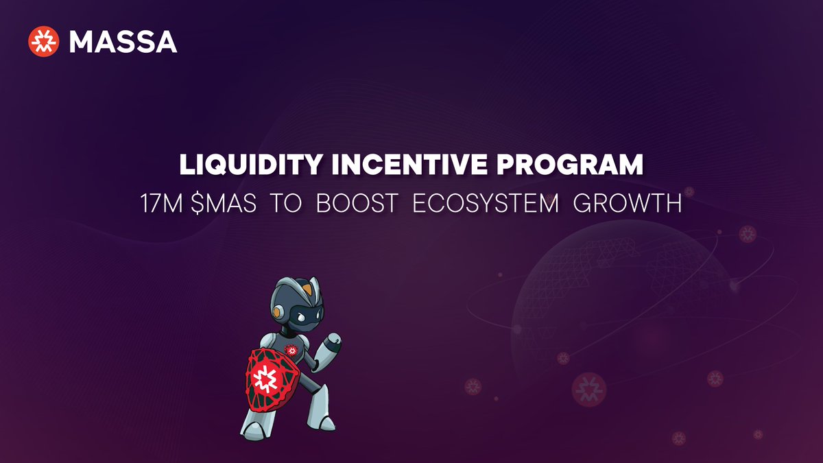 🆕 Liquidity incentive program!
Massa is thrilled to announce the launch of our new liquidity incentive program 👀

This initiative is designed to attract liquidity, drive user engagement, and foster the growth of our ecosystem 🌐
Read all about it here: massalabs.medium.com/massa-labs-unv…