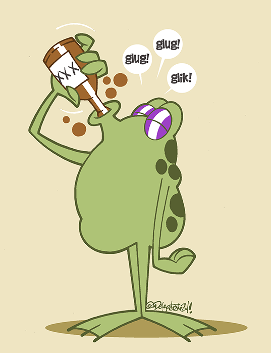 RPGBluesguy's tweet photo. a frog "self medicating" 😶@AnimalAlphabets  #AnimalAlphabets #FrogApril https://t.co/hVISJhqrrG