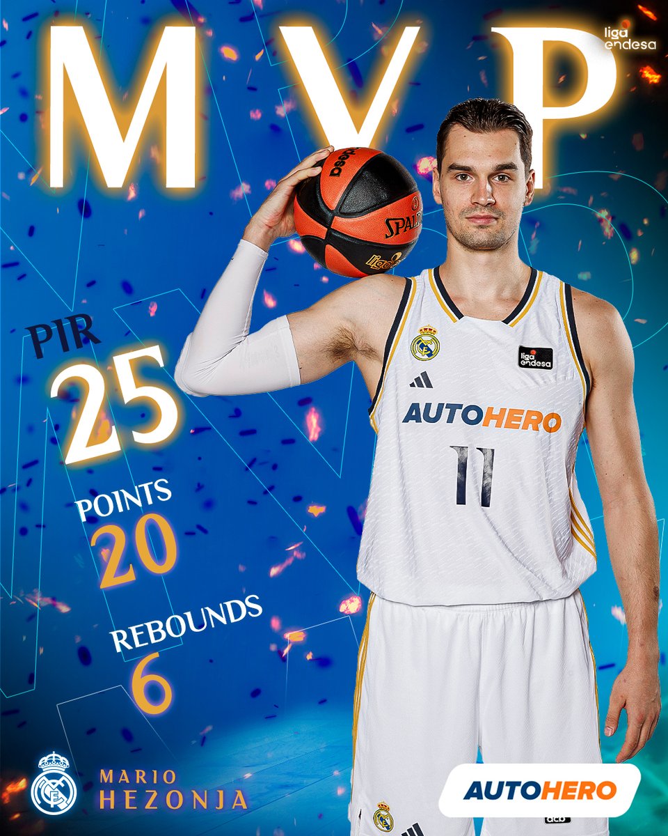 🔝 @mariohezonja  
👏 ¡Nuestro MVP del partido vs @Penya1930!
#HalaMadrid | @autoheroespana