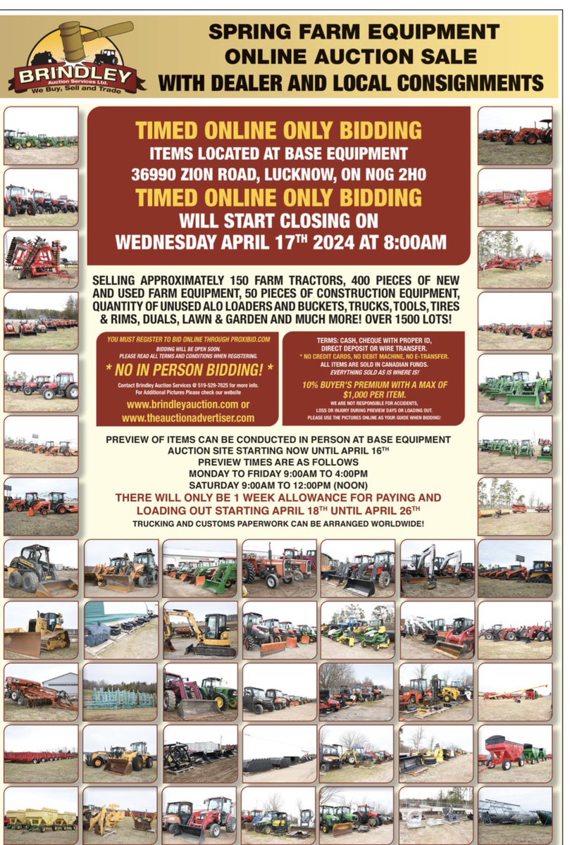 @MachineryPete bidding ends this Wednesday 17th, details in the publication provide #Ontario #ontag #Auctions #onlinesale