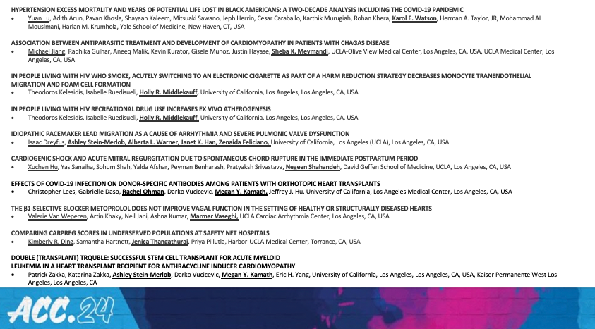 ucla_wic's tweet photo. Congratulations to all UCLA WIC fellows and faculty with contributions at ACC.24 last weekend in Atlanta! @ACCinTouch @uclaCVfellows @kewatson @datsunian 
Total WIC Abstracts, Posters, and Presentations: 34
Total WIC Faculty: 14
Total WIC Fellows: 10 https://t.co/3GHYVKyoni