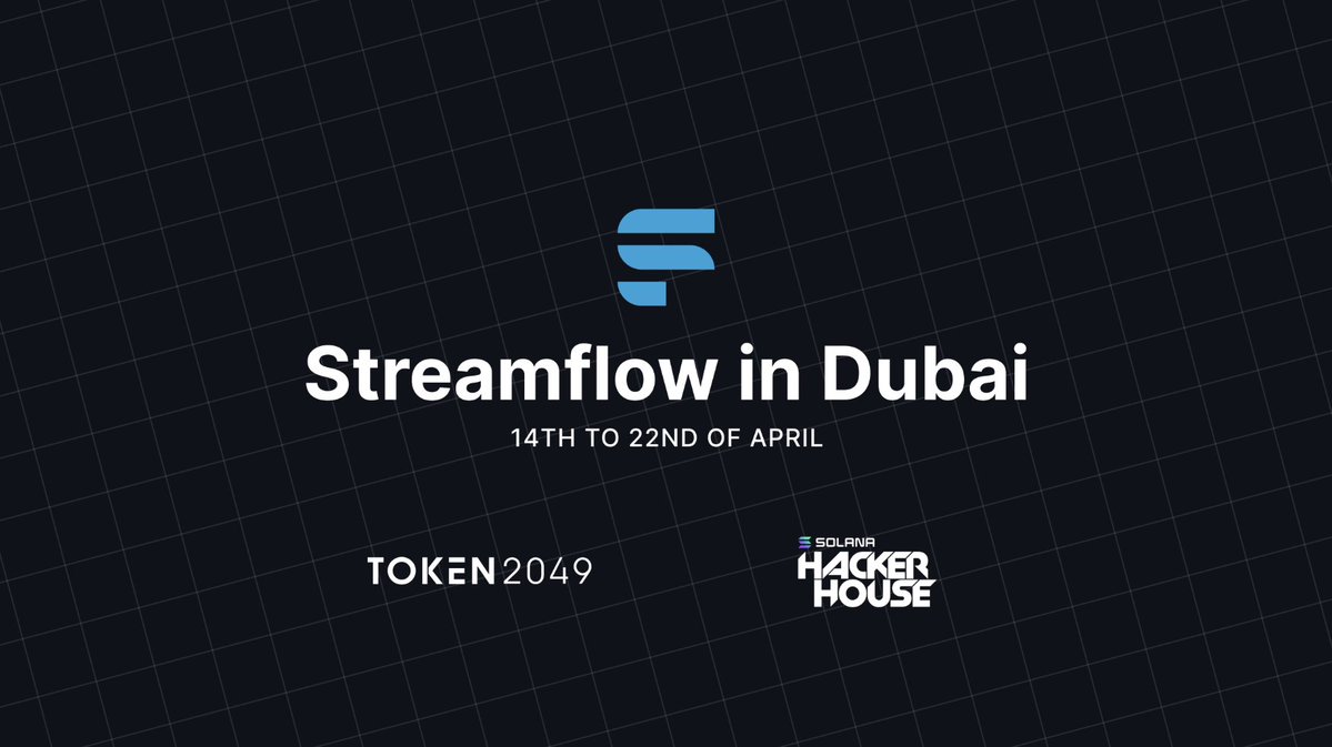 The Streamflow team just touched down in Dubai for @hackerhouses and @token2049! Lets meet up if you're here.
