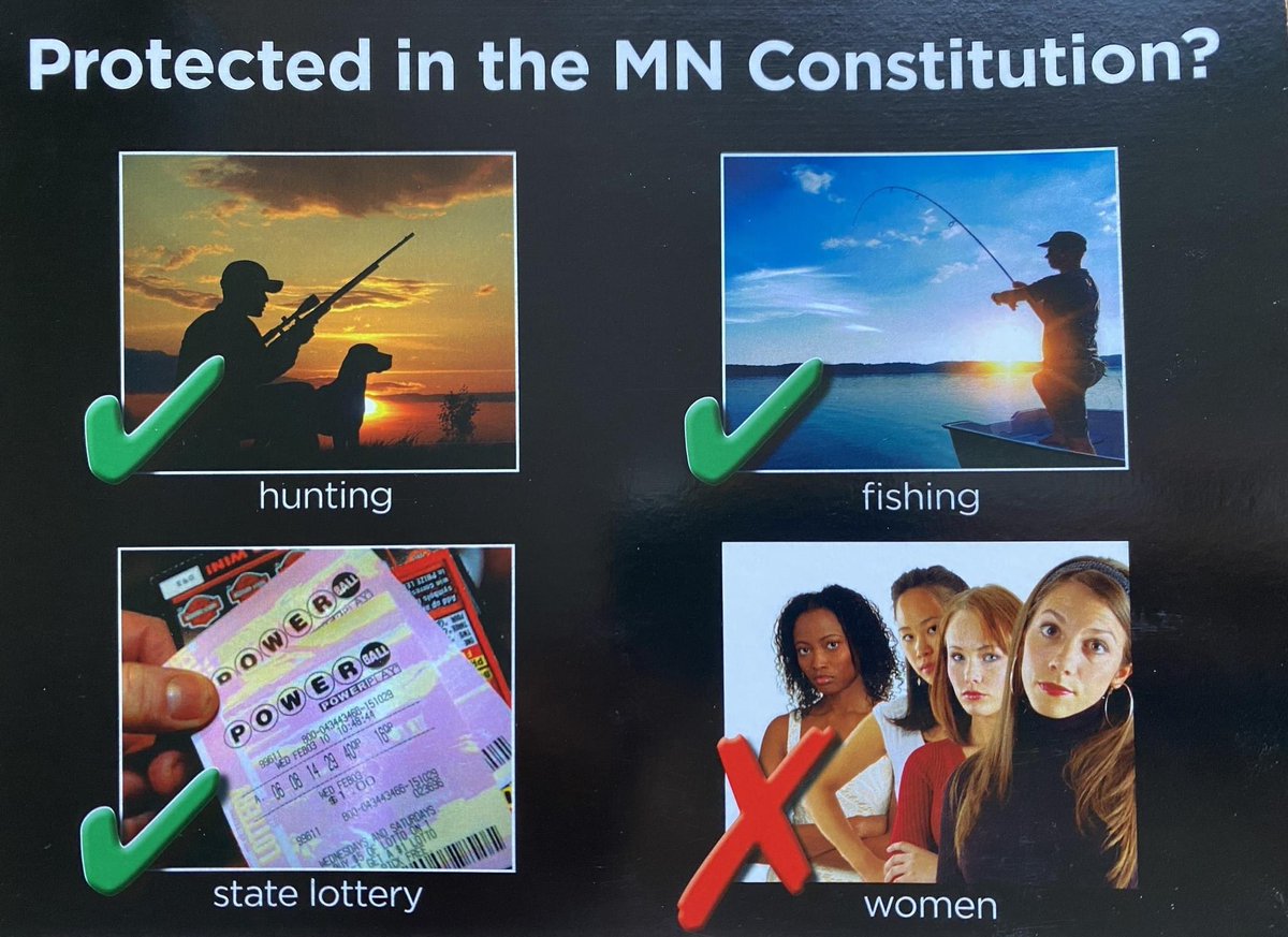 Q: What’s more important this week: #WeedDay, #SportsBetting, or #EqualRights? A: The first 2 are patriarchal constructs- Change the mindset & vote #YESonERA, #mnleg Minnesotans deserve #equalrights. Everyone deserves the same right to the same rights. @GenderJustice