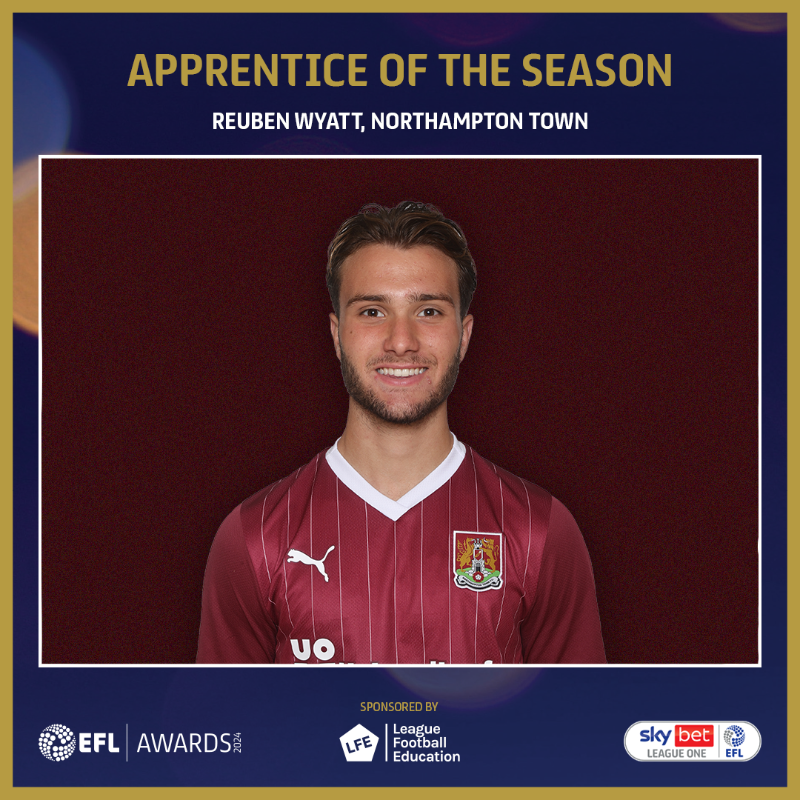 SkyBetLeagueOne's tweet photo. 🏆 The League One Apprentice of the Season, sponsored by @LFEonline, is @ntfc's Reuben Wyatt! 💫

#EFL | #EFLAwards