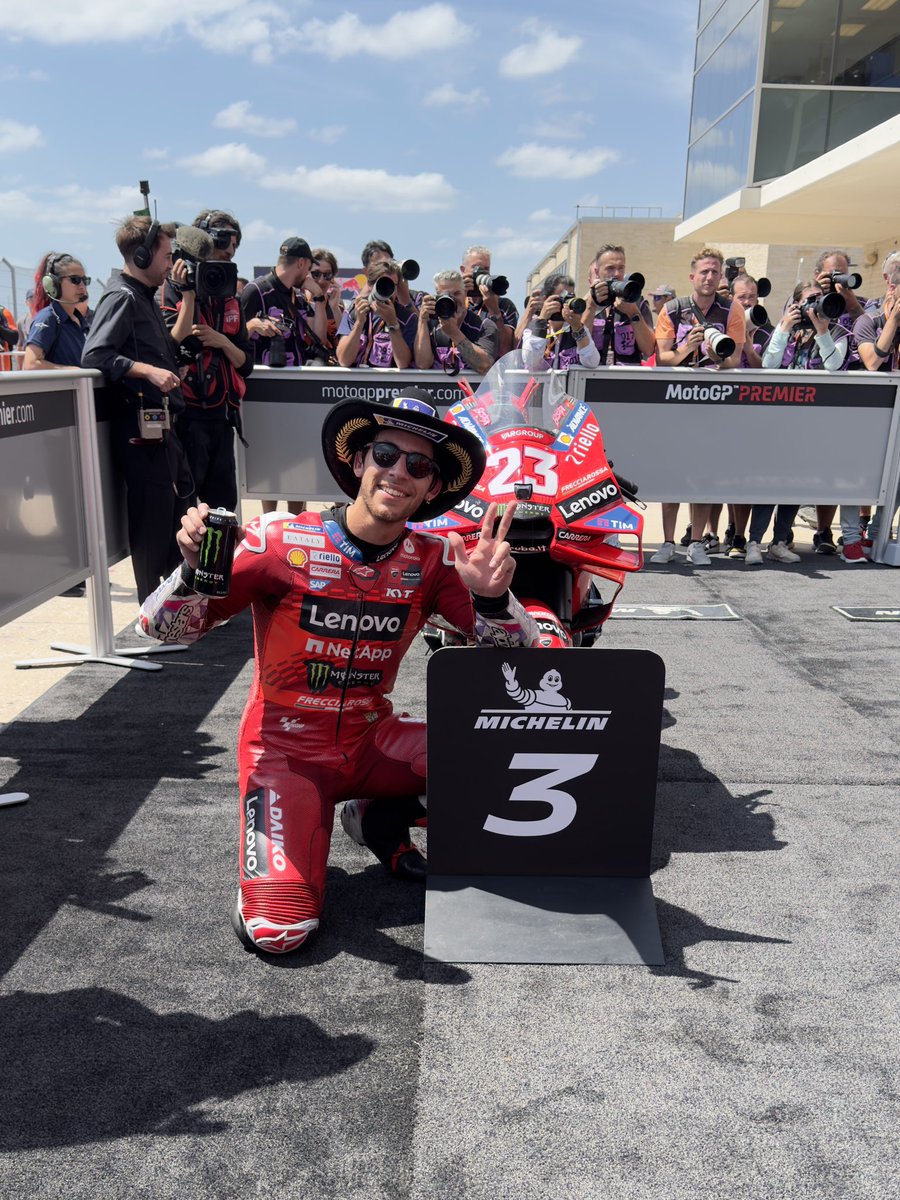 Say “Hi” to our Cowboy! @bestia23 3rd in today’s #AmericasGP 🇺🇸😎 #ForzaDucati #DucatiLenovoTeam