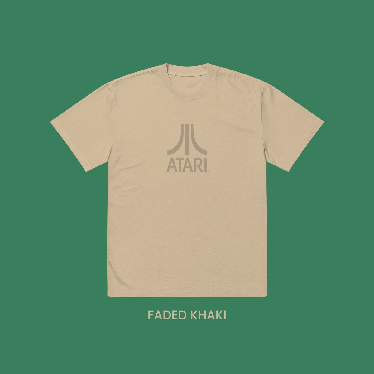 This oversized tee in faded Khaki is part of our new Retro Roots collection. Boxy, oversized fit with dropped shoulders. Garment dyed and preshrunk. link.atari.com/retro-roots