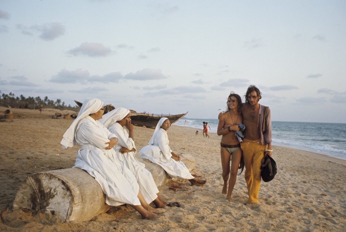 The hippies and the nuns, Goa, India, 1971 - by Jack Garofalo