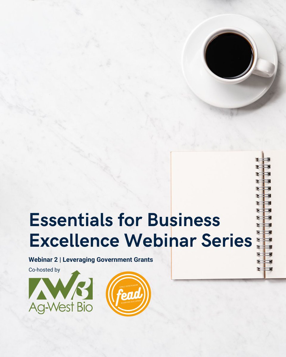 🌱💼 Don't miss our FREE webinar series, co-hosted by Ag-West Bio and FEAD, covering crucial business topics. Our next session is on April 18th and we'll dive into Government Grants!

🔍 Register now: buff.ly/3xexnZi

#AgriFoodStartups #StartupAdvice #FreeWebinar