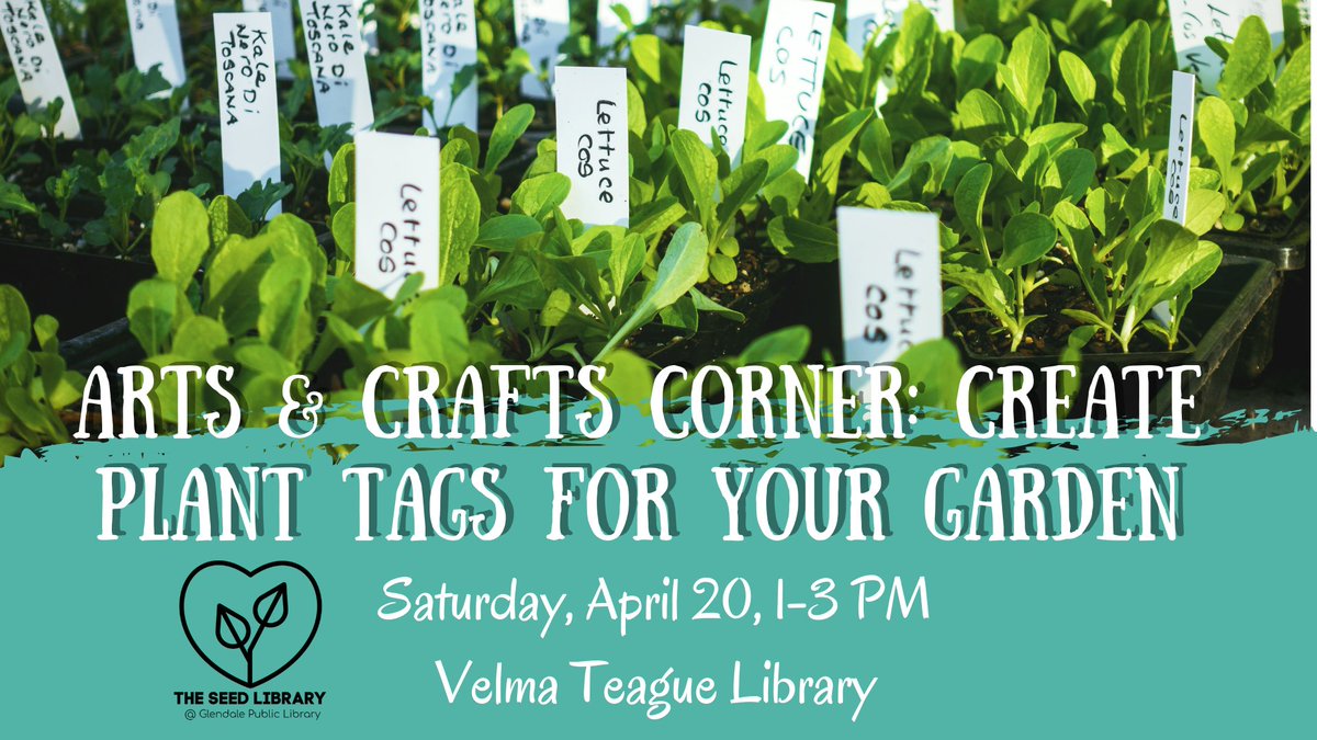 Get creative in the garden by making your unique plant markers. Master Gardener Anne Stahley from the Glendale Water Conservation Department will discuss gardening in the Arizona climate and offer tips for growing your seeds. Registration required. ow.ly/lv9c50QREzs