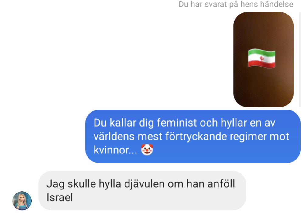 Skrev till Kajsa Ekis Ekman om hennes hyllning till Iran och fick då detta svar. Hon har ju fan tappat det helt...