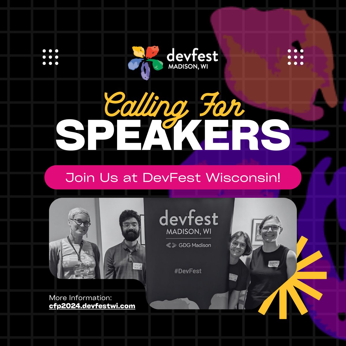 📢DevFest WI 2024 Call for Presentations is open!🐮
This year's conference will be held Thursday, Aug. 22nd at the UW Memorial Union, and we want YOU to be a speaker! <a href="/gdgmadison/">GDG Madison</a> 

lnkd.in/gfEk7Gke 

#devfest2024 #devfestwi #GDG #gdgmadison