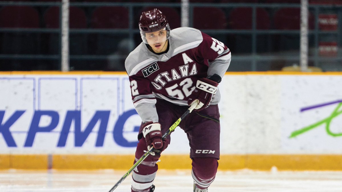 SIGNED! ✍️ The former @uOttawaGeeGees blueliner, who claimed #OUA defenceman of the year honours in 2021-22, has inked a deal with the @MapleLeafs. 🏒 #WeAreONE | #LeafsForever