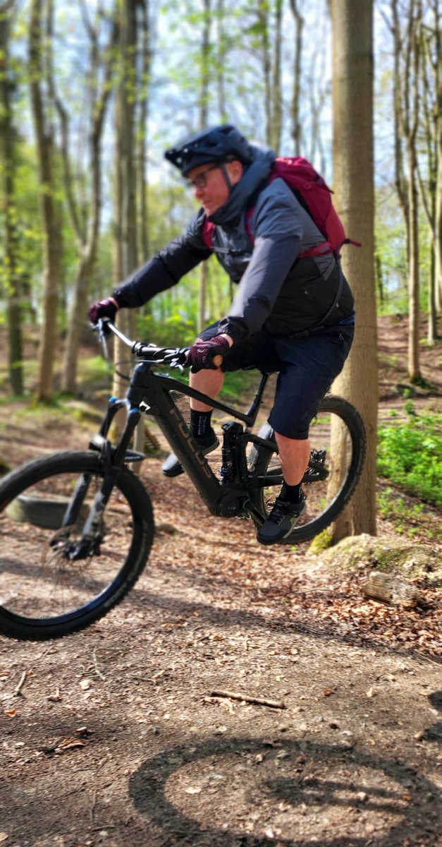 After a long & very wet winter I’m so looking forward to dry trails. I’ve entered my 31st year mountain biking and at 63 loving it more than ever. Today was a good day with lads who should know better. #AirTime