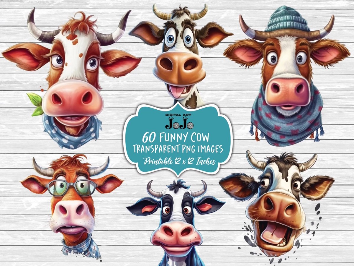 Introducing our hilarious 60 Funny Cow Clipart Bundle! etsy.me/3Q0KS5G 

#funnycow #funnycows #clipart #papercrafting #cardmaker #greetingcard #papergoods bit.ly/47yamwK
