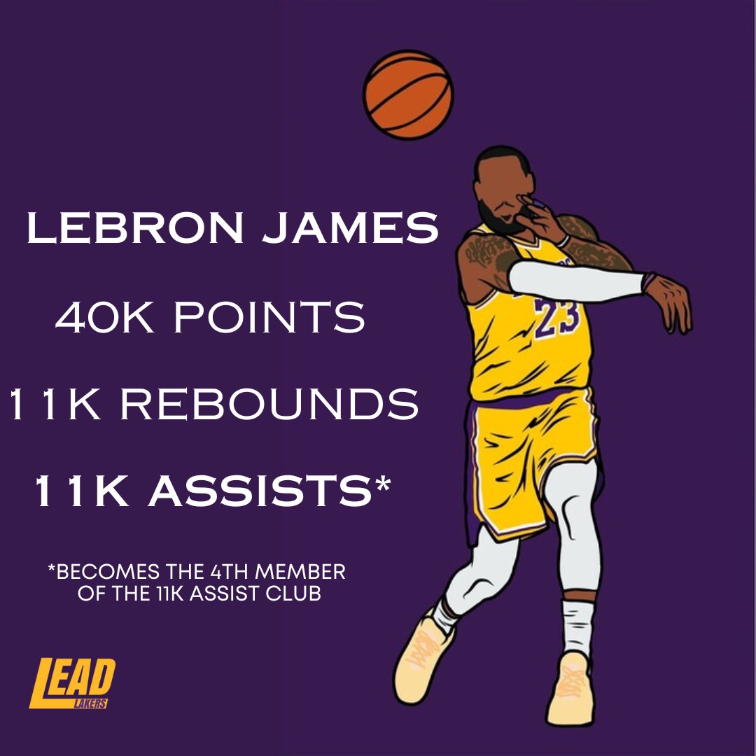 🚨 LEBRON MILESTONE ALERT 🚨 RT TO CONGRATULATE @KINGJAMES ON BECOMING THE 4TH MEMBER OF THE 11K ASSIST CLUB 🐐