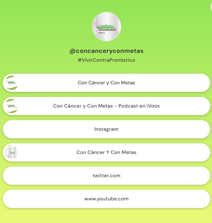 canceryconmetas's tweet photo. ¿Quieres saber dónde encontrarnos? #ConCáncerYConMetas 🎧🎙 #VivirContraPronóstico #CáncerMamaMetastásico https://t.co/W8Sww1zscm
