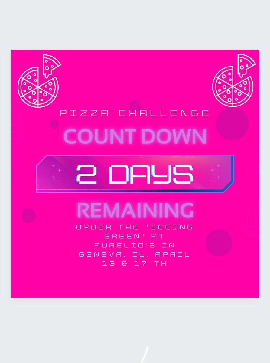 seeinggreen_ghs's tweet photo. PIZZA CHALLENGE IS IN 2 DAYS!!!! 11-9 @ AURELIO’S IN GENEVA IL😋🍕🩷 https://t.co/33TMJFKoqL