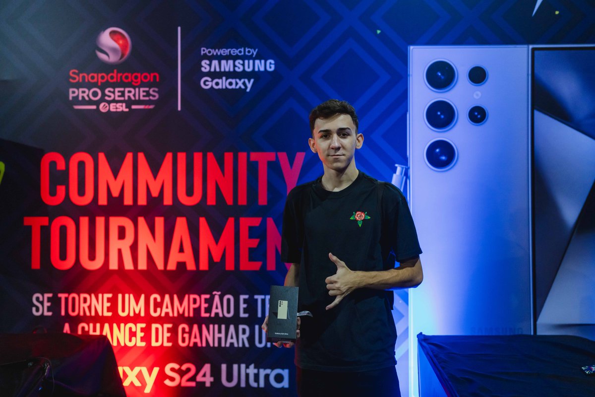 🔥 Congratulations to the community tournament winner at the #SnapdragonMobileMasters in São Paulo, Brazil! With the #GalaxyS24 Ultra, he's fully equipped and ready to elevate his gameplay like the pros, thanks to @SamsungBrasil! #PlayGalaxy 😉
