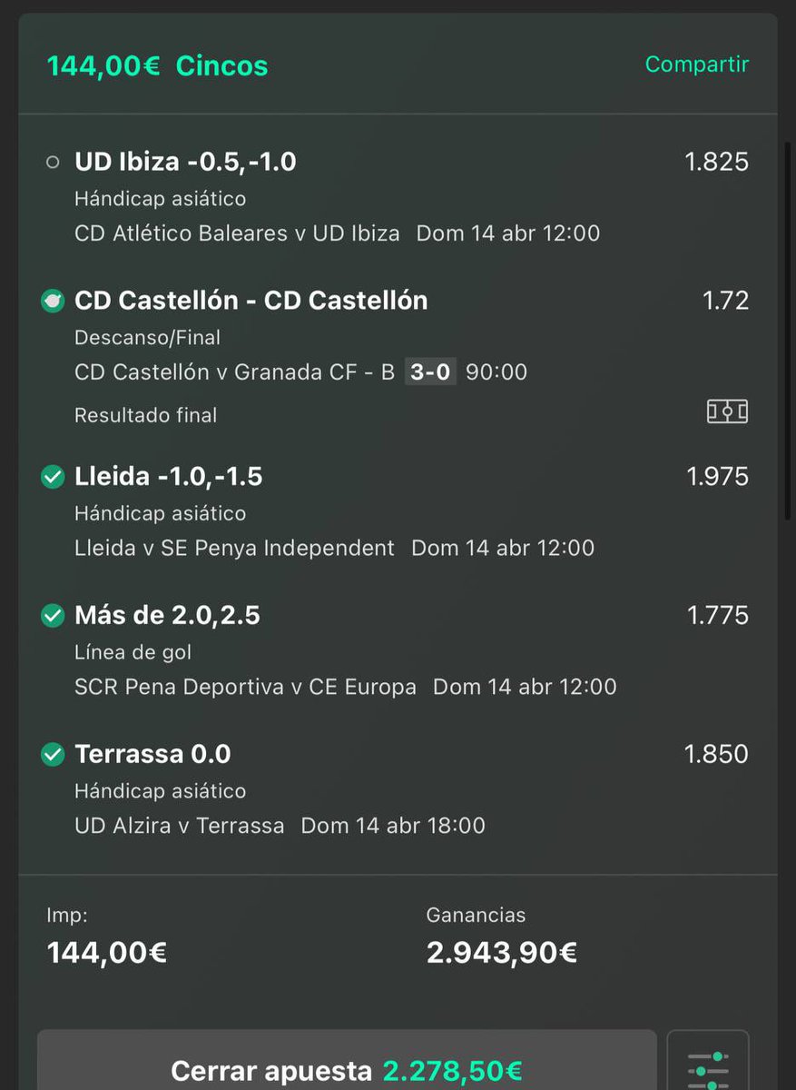 Bet2Earn's tweet photo. Y para cerrar el DOMINGO… hoy nuestro Tipster GRUPO 6 la ha liado en su servicio Premium acertando una FUNBET @15.82 ✅🤑✅🤑

Lleva unas semanas brutales ‼️

Últimas 5 jornadas de la liga del Tipster @adriansoria314 y está aprovechando la INFO que tiene para cada jornada, ayer ya la lío en su servicio con un Elche Ilicitano arrollador… 👀✅

Quedan varias plazas disponibles, contrata ya aquí 👉🏼 https://t.co/5qRJaFiNsE

📲 @bet2earnhelp si contratas.
