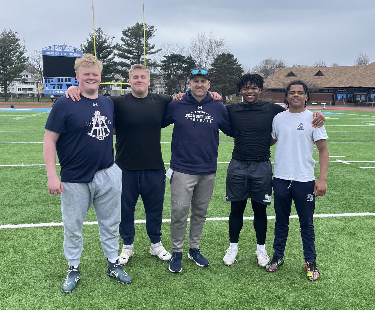 Great to be back at Tufts with some of our @BelmontHillFB players. Great run camp with a bunch of talent from all over! @FootballTufts