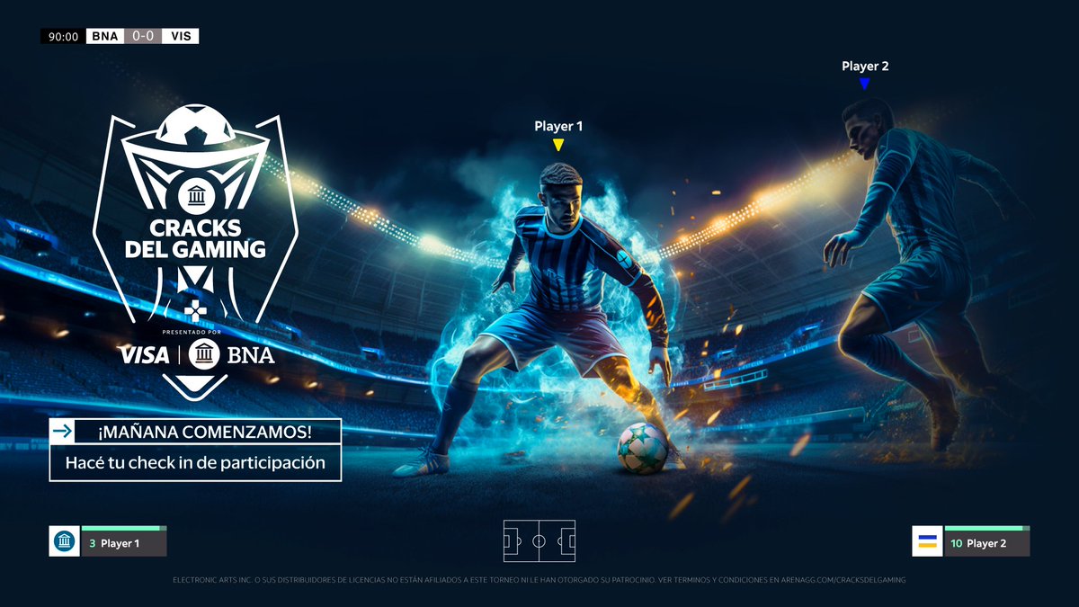 📣¡Última oportunidad para inscribirte!🎮

Estamos a 1 día del inicio de #CracksDelGaming🏆 Si seguís sin inscribirte, te dejamos el link 😉 
¡No pierdas tiempo y formá parte de la competición de #FC24🎮⚽!
bit.ly/48XTUH6

| <a href="/BancoNacion/">Banco Nación</a> | <a href="/VisaArgentina/">Visa Argentina</a> |