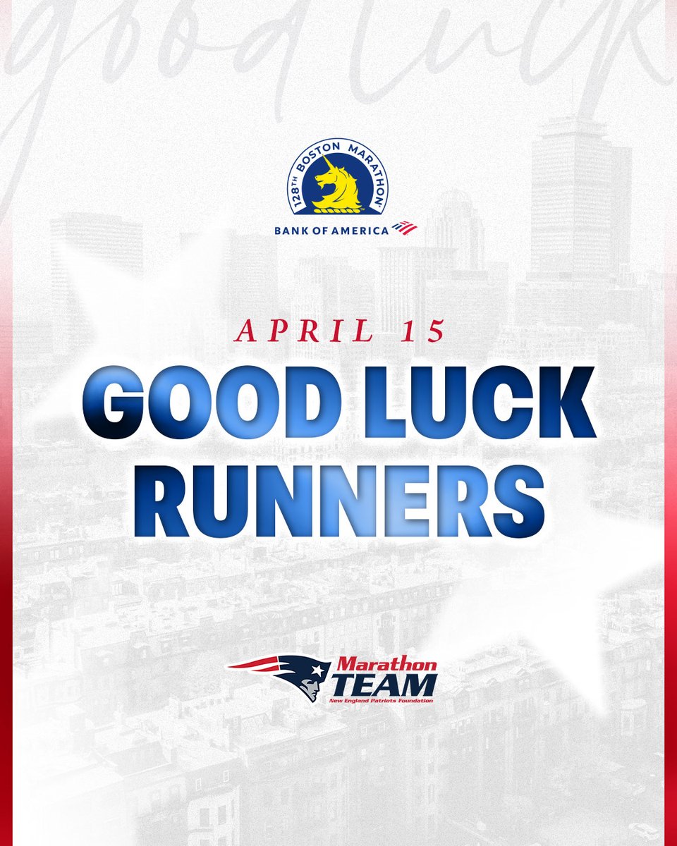 Good luck @PatsFoundation and @bostonmarathon runners ❤️💙