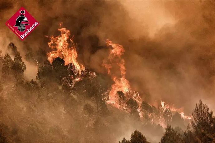 jovesPVmarina's tweet photo. 💔 Continuem amb el cor en puny.

Amb més de 800 hectàrees cremades, l’incendi encara no està controlat.

Els mitjans aeris tornaran demà de matí. 

Esperem que les condicions meteorològiques d’esta nit siguen favorables per no propagar-se.

#IFTàrbena https://t.co/oNKScxhd35