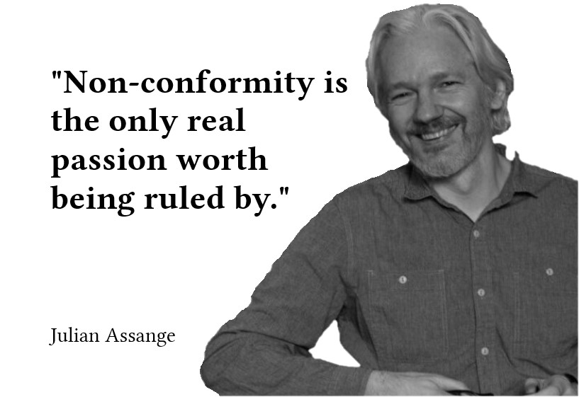 'Non-Konformität ist die einzige wahre Leidenschaft, die es wert ist, sich von ihr leiten zu lassen.' -- Julian Assange politischer Gefangener im sog. 'Wertewesten' #FreeAssange #FreeAssangeNOW #JournalismIsNotACrime