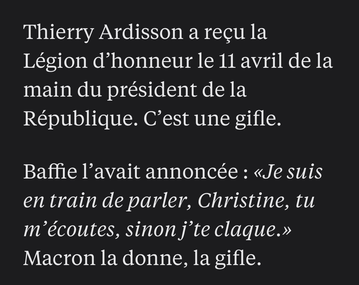 La Légion d’honneur à Thierry Ardisson. La gifle. La Tribune de Christine Angot. liberation.fr/idees-et-debat…