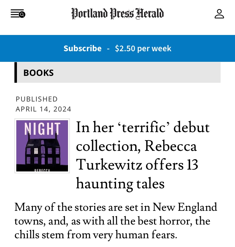 It was a delight to wake up this morning to a wonderful review of HERE IN THE NIGHT by fellow Maine writer @GenanneWalsh in my local paper, @PressHerald! 💜