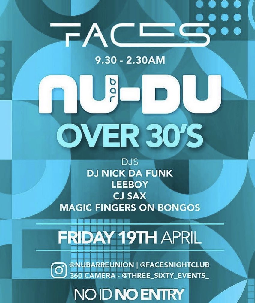 Next Friday, The Nubar reunion returns to FACES nightclub in Gants Hill 💃🏽