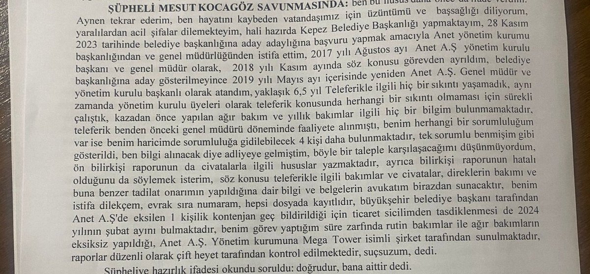 Antalya’daki teleferik kazasıyla ilgili tutuklanan 5 kişi arasında 31 Mart'ta CHP’den Kepez Belediye Başkanı seçilen Mesut Kocagöz de var. Kazada ölen KHK'lı hakim Memiş Gümüş için çok üzgünüm ama Mesut Kocagöz haksız yere tutuklandı. Tamamen siyasi bir tutuklama. Neden mi?