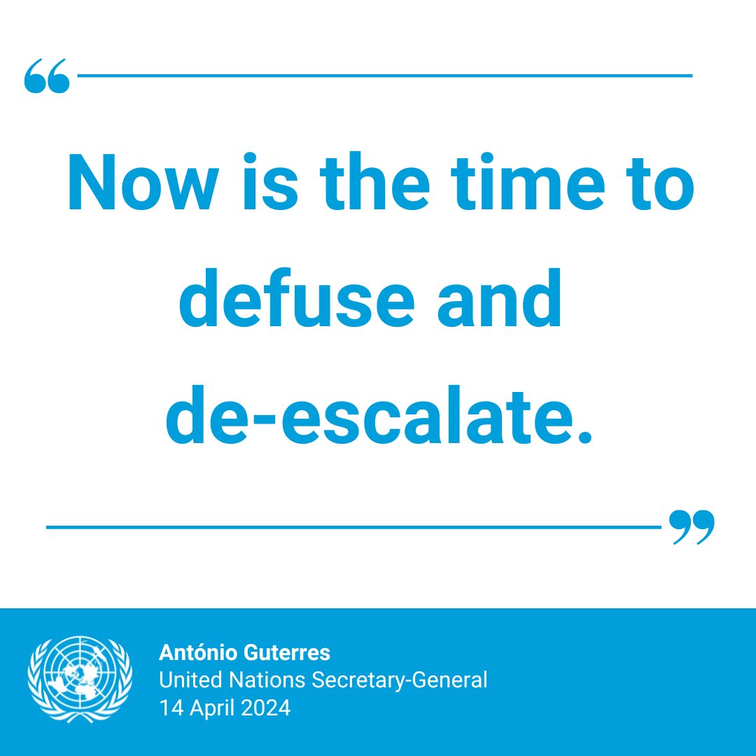 “Regional, and indeed global peace and security are being undermined by the hour.

Neither the region nor the world can afford more war.”

More of what <a href="/antonioguterres/">António Guterres</a> said at Sunday’s emergency Security Council session on situation in the Middle East: un.org/sg/en/content/…